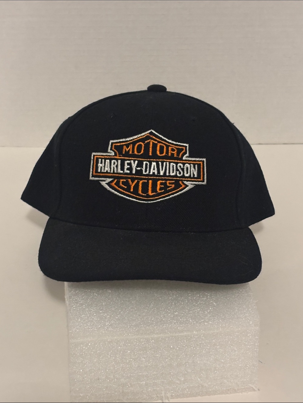Harley-Davidson Black Cap with Orange & White Shield Logo